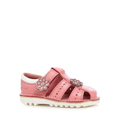 Kickers Girls' light pink leather sandals